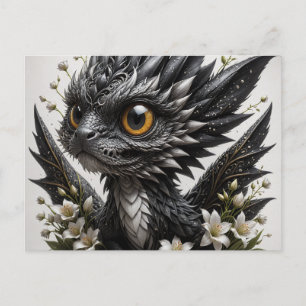 Cartão Postal Flores Brancas Adoráveis Do Dragão Negro