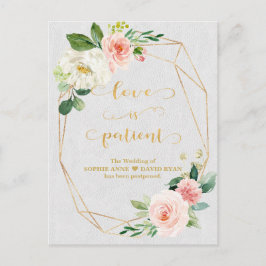 Cartão Postal Flores Brancas Blush O Amor Dourado É Casamento Pa
