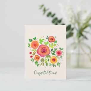 Cartão Postal Flores Brilhantes Buquê Floral Parabéns