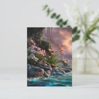 Cartão Postal Flores Brotam na Costa do Pôr do Sol
