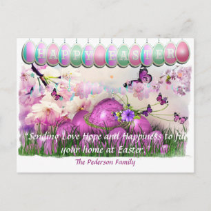 Cartão Postal Flores Coloridas De Primavera felz pascoa 