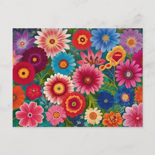 Cartão Postal Flores Coloridas para Qualquer Ocasião  (Frente)