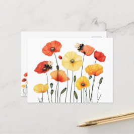 Cartão Postal Flores com Bumble Bonito