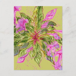 Cartão Postal Flores cor-de-rosa Buquê em verde