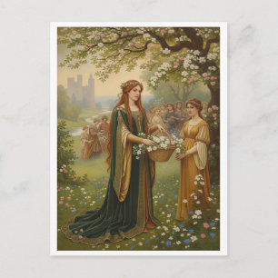 Cartão Postal Flores da Rainha Guinevere Pré-Rafaelita