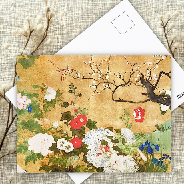 Cartão Postal Flores das quatro estações, Saito Ippo, Arte Asiát (Criador carregado)