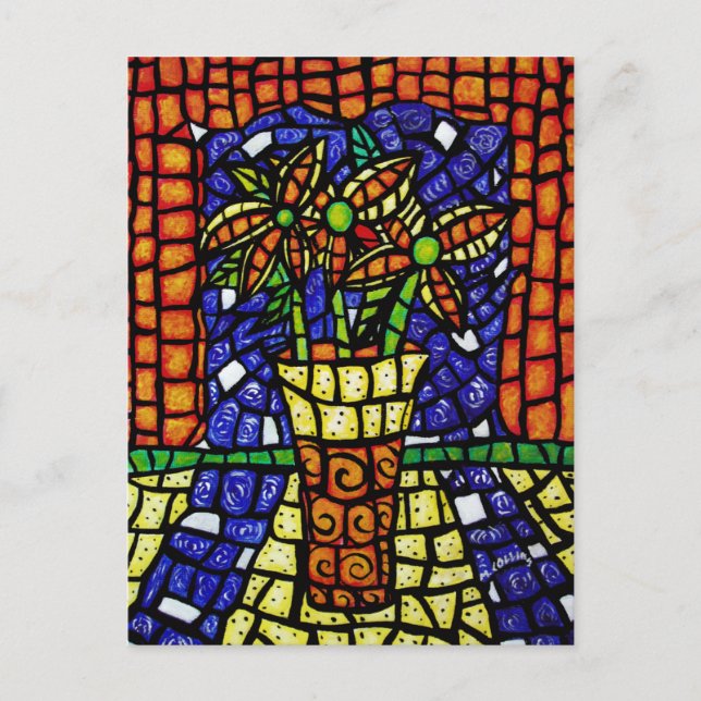 Cartão Postal Flores De abstrato Em Vase (Frente)