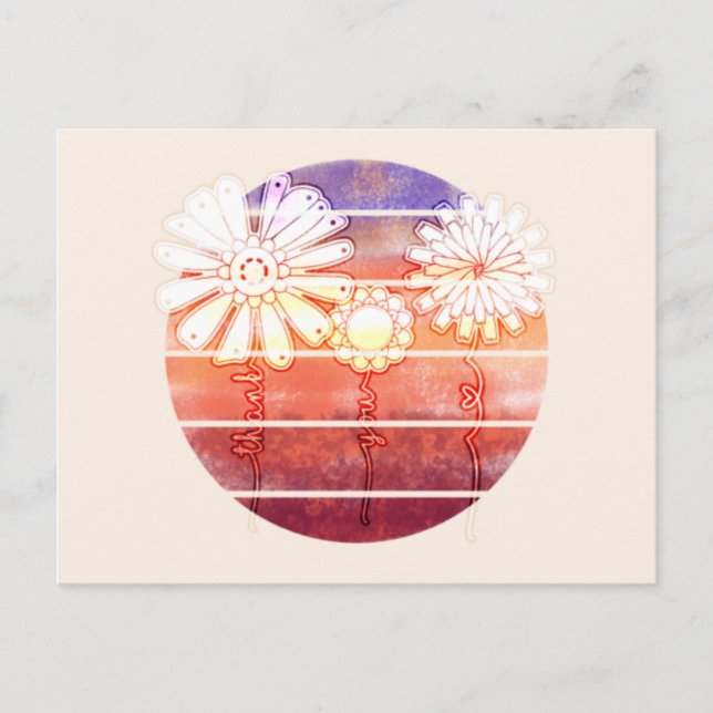 Cartão Postal Flores de Agradecimento ao Pôr do Sol - Laranja Cl (Frente)