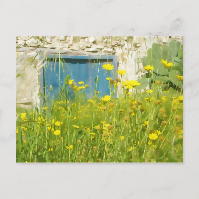 Cartão Postal Flores de aguarela amarelas (Frente)