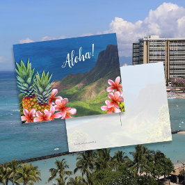 Cartão Postal Flores de Aloha Havaianas Abacaxis e Montanhas