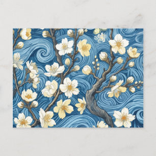 Cartão Postal Flores de Amendoeira no Estilo de Van Gogh