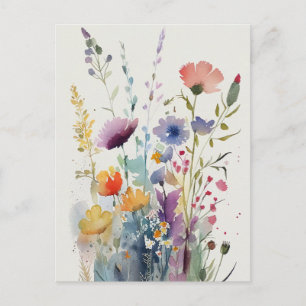 Cartão Postal Flores de Aquarela