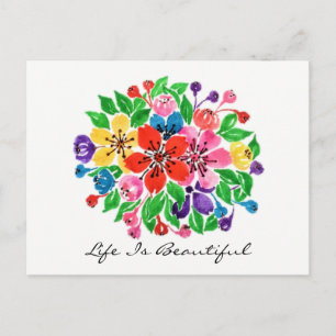 Cartão Postal Flores de Aquarela