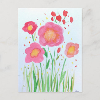 Cartão Postal Flores de Aquarela
