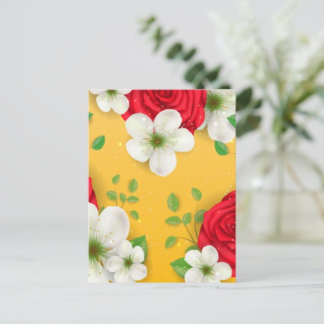 Cartão Postal Flores de Aquarela 13 (Em pé/Frente)