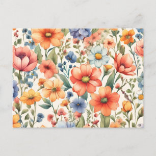 Cartão Postal Flores de Aquarela Abstratas para Qualquer Ocasião