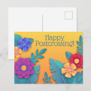 Cartão Postal Flores de artesanato em papel lindas