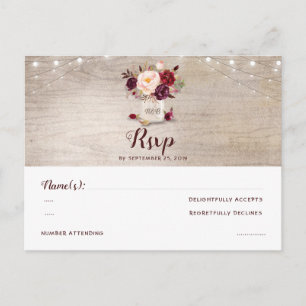 Cartão Postal Flores de Borgonha Jarro de Pedra Casamento Rústic