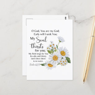 Cartão Postal Flores De Camomila De Escritura De Bíblia Psalm 63
