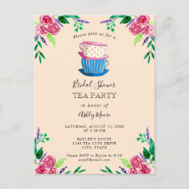 Cartão Postal Flores de Chá de panela do Tea Party Flores Bonito
