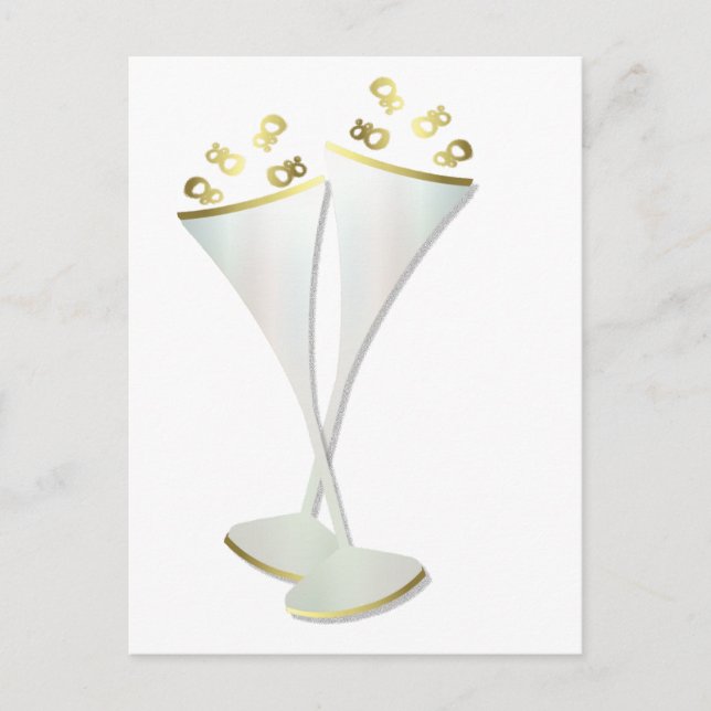 Cartão Postal Flores de champanhe em preto-e-branco (Frente)