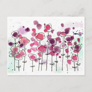 Cartão Postal Flores De Cores Aquáticas De Prados De Flores Selv