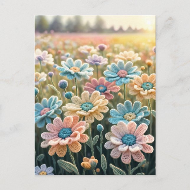 Cartão Postal Flores de crochê (Frente)
