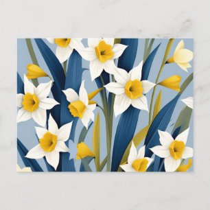 Cartão Postal Flores De Daffodil Contemporâneas