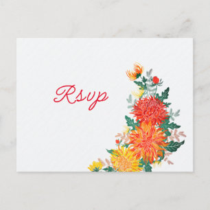 Cartão Postal Flores de Dália de Primavera Amarelo Laranja Paste