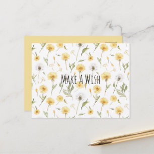 Cartão Postal Flores de Dente-de-Leão Amarelas Brancas