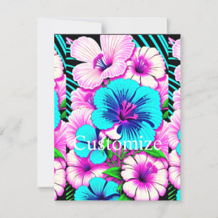 Cartão Postal Flores de Hibisco Multicoloridas Thunder_Cove