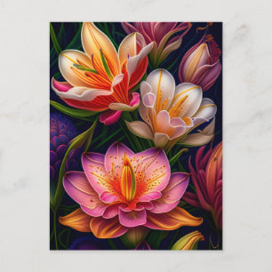 Cartão Postal Flores de Jardim de Fantasia Vibrantes