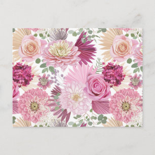 Cartão Postal Flores de Jardim Rosa Misto