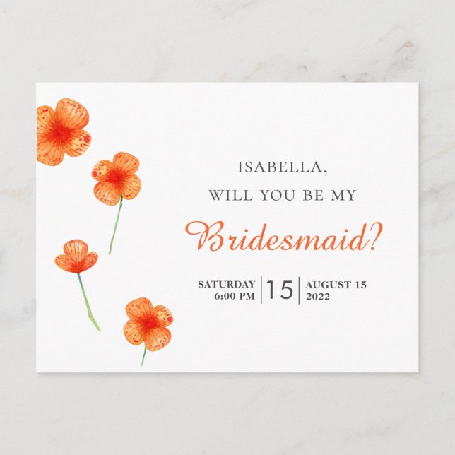 Cartão Postal Flores de laranja do jardim. Você será minha dama  (Frente)