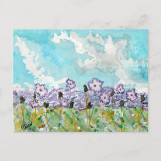 Cartão Postal Flores de Lavanda & Nuvens