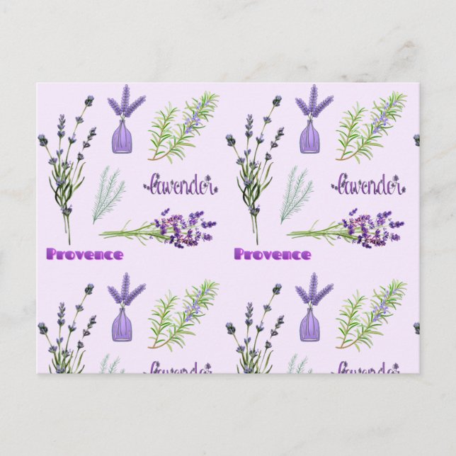 Cartão Postal Flores de Lavanda Roxa e Molhos de Lavanda (Frente)