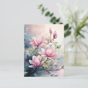 Cartão Postal Flores de Magnólia Rosa Botânica