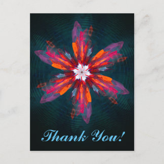 Cartão Postal Flores de Mandala Floral Laranja Vermelho Azul Abs