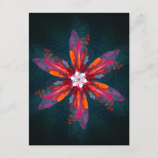 Cartão Postal Flores de Mandala Floral Laranja Vermelho Azul Abs