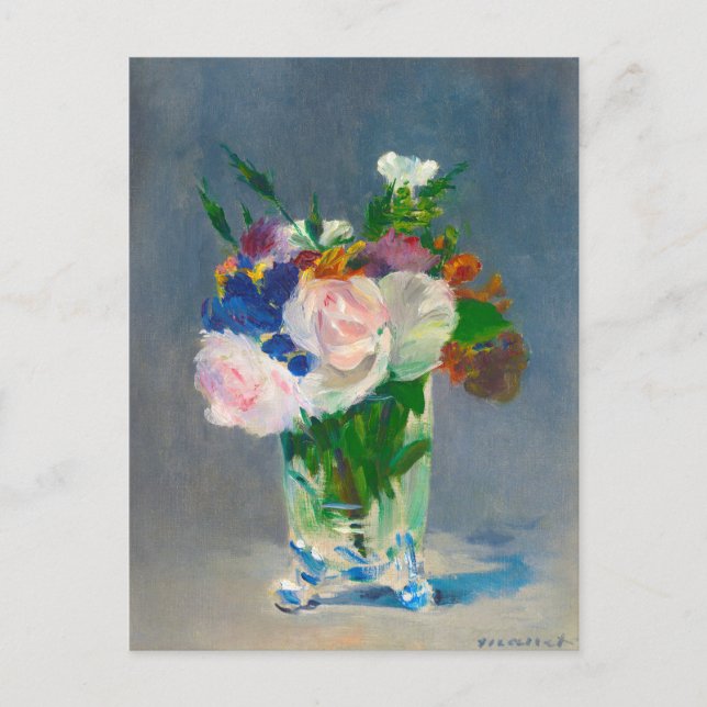 Cartão Postal Flores de Manet em um Vaso Cristal (Frente)