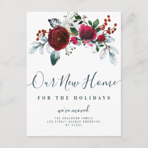 Cartão Postal flores de natal anúncio de mudança de casa nova