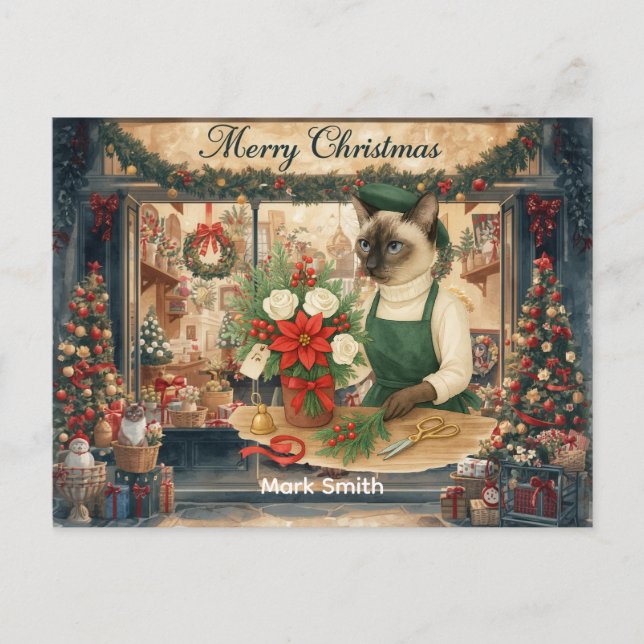 Cartão Postal Flores de Natal de Gato no Compro Florista (Frente)