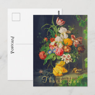 Cartão Postal Flores de Natureza-Morta Vitoriana Rosas Cor-de-Ro