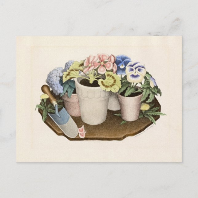 Cartão Postal Flores de nome por Grant Wood (Frente)