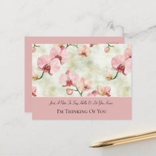 Cartão Postal Flores de Orquídea Rosa Pensando em Você