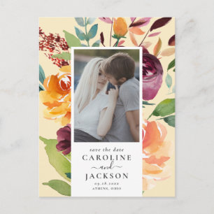 Cartão Postal Flores de outono Foto para salvar a data