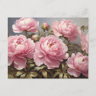 Cartão Postal Flores de Peônia em Flor 