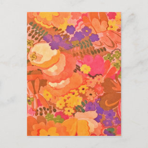 Cartão Postal Flores de Pêssego Rosa Vintage Botânica Aquarela