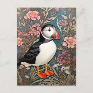 Cartão Postal Flores De Puffin E De Thrift Marítimo William Morr