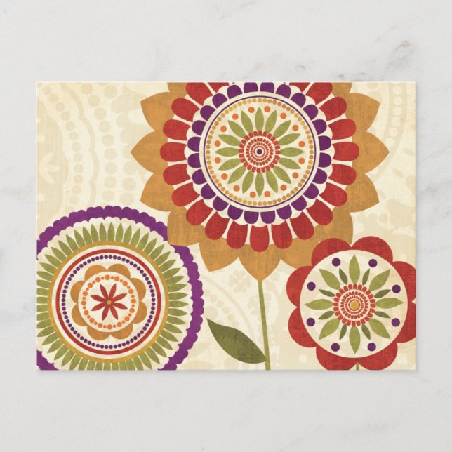 Cartão Postal Flores de queda contemporâneas (Frente)